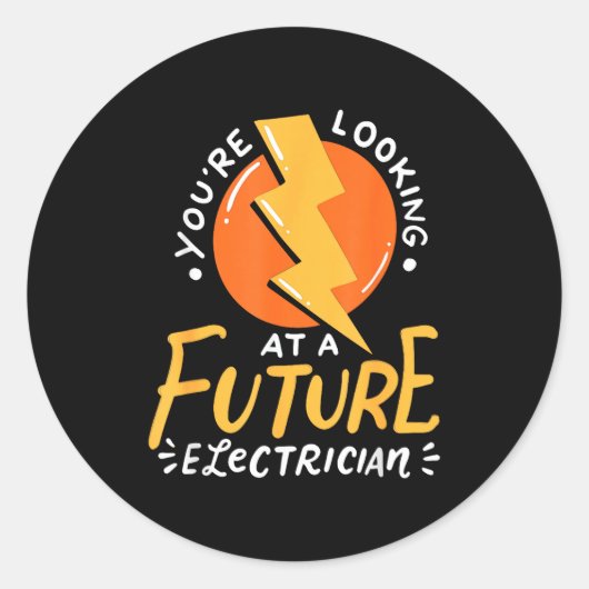 Sticker Rond Funny Future Electrician Electrical Engineer  (Devant)