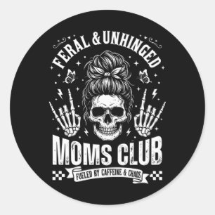 Sticker Rond Funny Fvibesl et club de mamans déjantées squelett