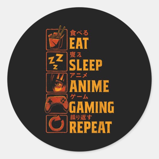 Sticker Rond Funny Gamer Anime Graphic Tee Men Boys Teens Video (Devant)