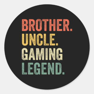 Sticker Rond Funny Gamer Frère Oncle Légende de jeu Vintage Vi
