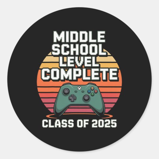 Sticker Rond Funny Gamer Graduation Cl Of 2025 Retro Style Kids (Devant)