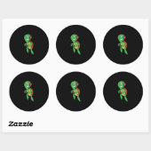 Sticker Rond Funny Gaming Angry Sea Turtle Playing (Feuille)