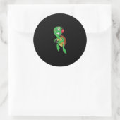 Sticker Rond Funny Gaming Angry Sea Turtle Playing (Sac)