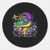 Sticker Rond Funny Gator Mardi Gras  (Devant)