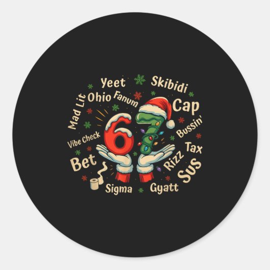 Sticker Rond Funny Gen Z Christmas 67 Meme Holiday Trendy  (Devant)