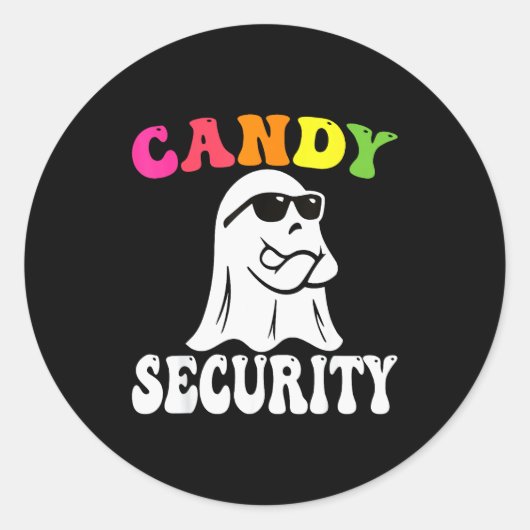 Sticker Rond Funny Ghost Candy Security Halloween Costume Hallo (Devant)