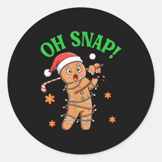 Sticker Rond Funny Gingerbread Golf Christmas Cookie Oh Snap Sa (Devant)