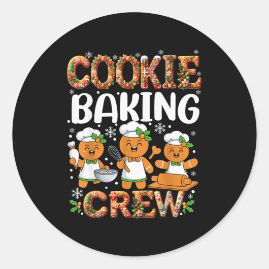 Sticker Rond Funny Gingerbread Lovers Cookie Baking Crew Christ (Devant)