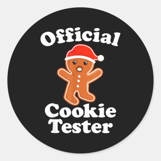 Sticker Rond Funny Gingerbread Man Cookie Tester Christmas (Devant)