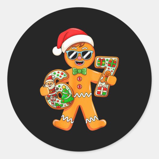 Sticker Rond Funny Gingerbread Six Seven 67 Gingerbread Man Xma (Devant)