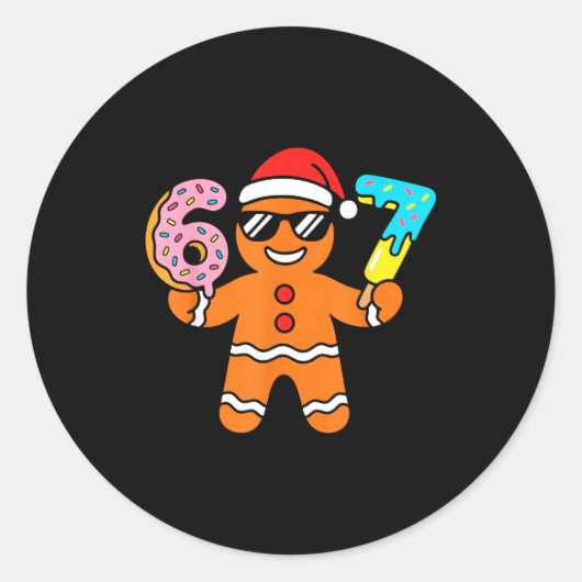 Sticker Rond Funny Gingerbread Six Seven 67 Ice Cream Drip Chri (Devant)