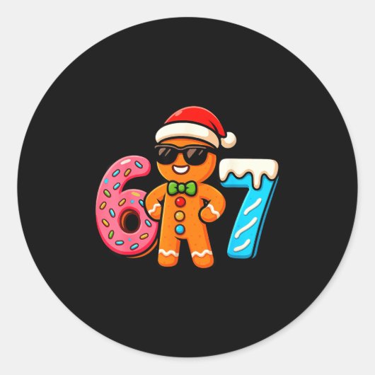 Sticker Rond Funny Gingerbread Six Seven 67 Ice Cream Drip Chri (Devant)