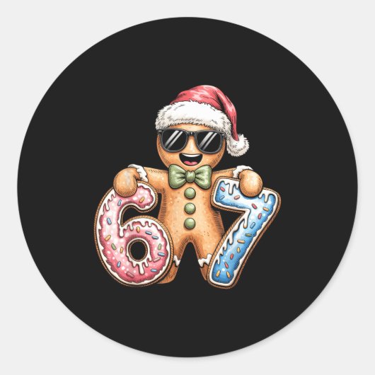 Sticker Rond Funny Gingerbread Six Seven 67 Ice Cream Drip Chri (Devant)