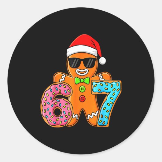 Sticker Rond Funny Gingerbread Six Seven 67 Ice Cream Drip Chri (Devant)