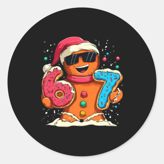 Sticker Rond Funny Gingerbread Six Seven 67 Ice Cream Drip Chri (Devant)