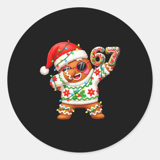 Sticker Rond Funny Gingerbread Six Seven 67 Ice Cream Drip Chri (Devant)
