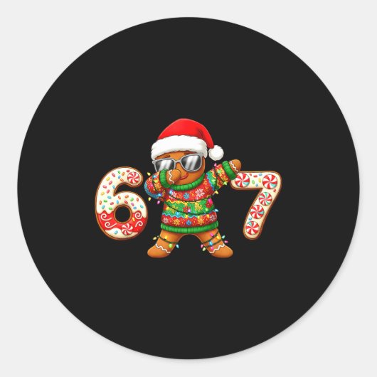 Sticker Rond Funny Gingerbread Six Seven 67 Ice Cream Drip Chri (Devant)