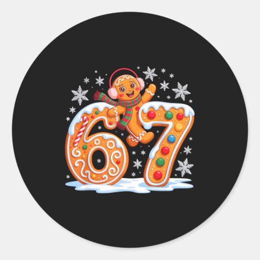 Sticker Rond Funny Gingerbread Six Seven 67 Ice Cream Drip Chri (Devant)