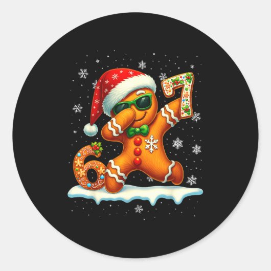 Sticker Rond Funny Gingerbread Six Seven 67 Ice Cream Drip Chri (Devant)