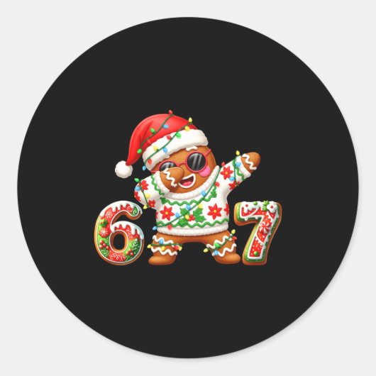 Sticker Rond Funny Gingerbread Six Seven 67 Ice Cream Drip Chri (Devant)