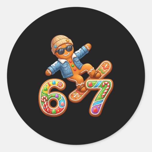 Sticker Rond Funny Gingerbread Six Seven 67 Ice Cream Drip Chri (Devant)