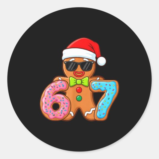 Sticker Rond Funny Gingerbread Six Seven 67 Ice Cream Drip Chri (Devant)