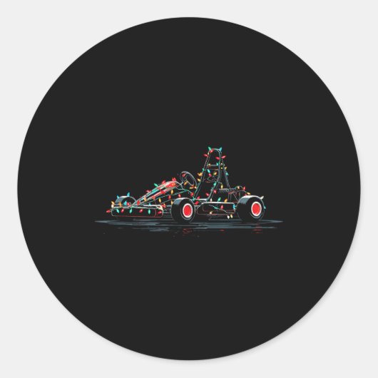 Sticker Rond Funny Go Kart Christmas Graphics Lights Lover Kart (Devant)