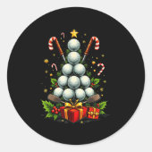 Sticker Rond Funny Golf Ball Christmas Tree Santa Hat Xmas Tee (Devant)