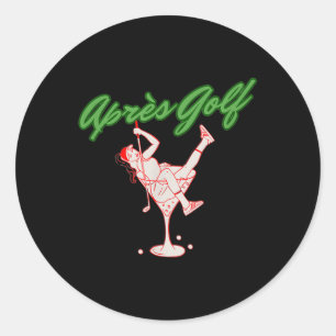 Sticker Rond Funny Golfeur Apres Golf Rétro Girl Golfeur à Mart