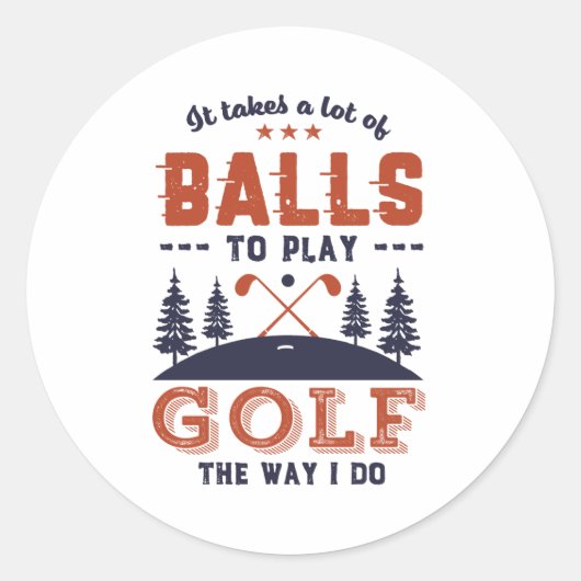 Sticker Rond Funny Golfing Golfing Beaucoup de balles pour joue (Devant)