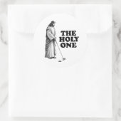 Sticker Rond Funny Golfing Jésus Le Saint (Sac)