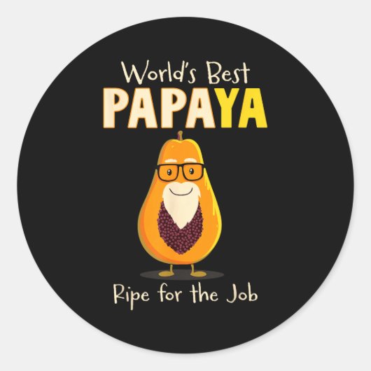Sticker Rond Funny Grandfather World's Papa Papaya Pun  (Devant)