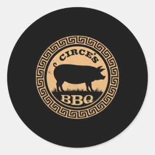 Sticker Rond Funny Greek Mythology Circe's Bbq Odyssey 1