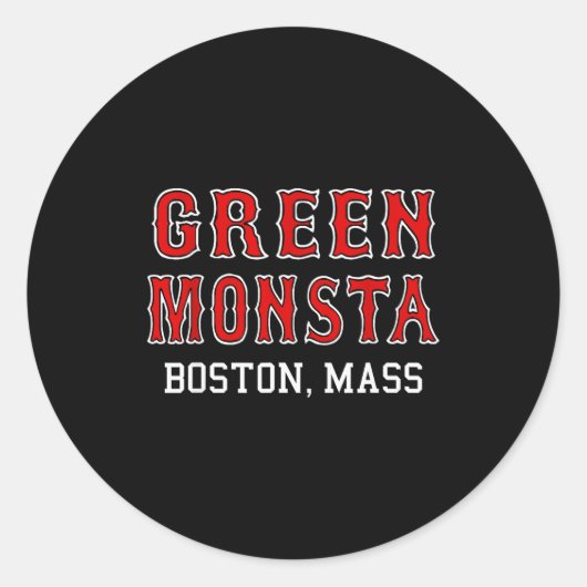 Sticker Rond Funny Green Monstah Boston M New England (Devant)