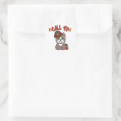 Sticker Rond Funny Grey dog est un pompier (Sac)