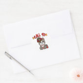 Sticker Rond Funny Grey dog est un pompier (Enveloppe)