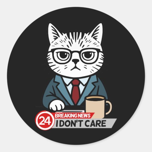 Sticker Rond Funny Grumpy Cat Breaking News Meme (Devant)