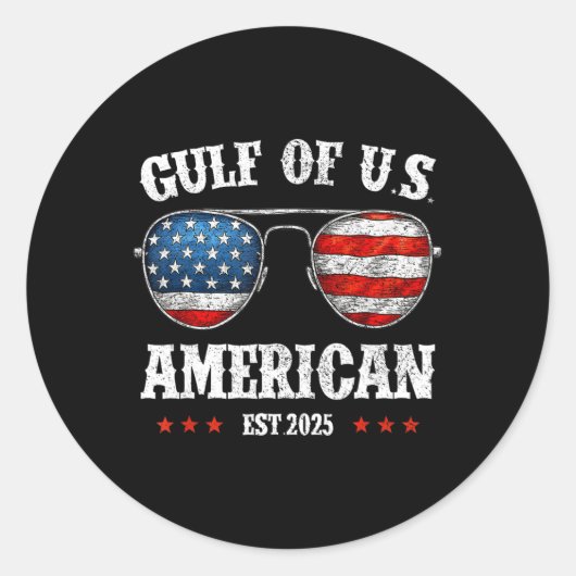Sticker Rond Funny Gulf Of Usa Red White And Blue Sungles  (Devant)