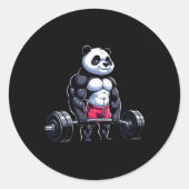Sticker Rond Funny Gym Panda Bodybuilder Poids Motivati (Devant)