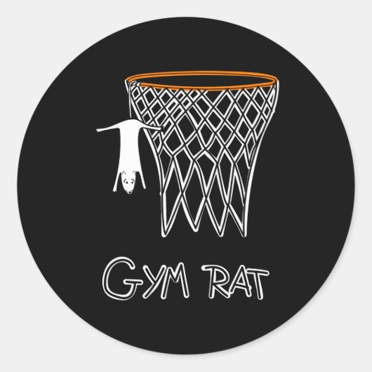 Sticker Rond Funny Gym Rat Basketball Hoop  (Devant)