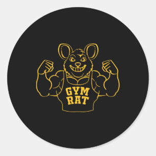 Sticker Rond Funny Gym Rat Bodybuilding Pour Les Amateurs De Gy
