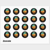 Sticker Rond Funny Halloween Chat Butt Citrouille Orange Tabby (Feuille)