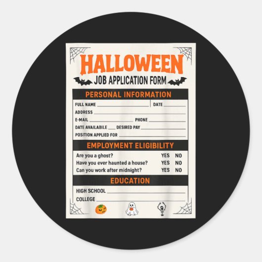 Sticker Rond Funny Halloween Costumes Job Application Costume  (Devant)