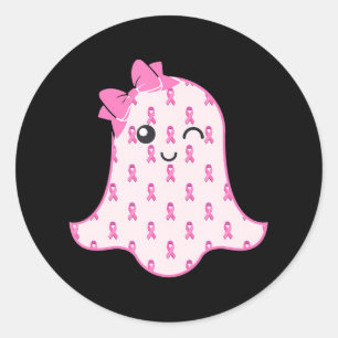 Sticker Rond Funny Halloween Ghost sensibilisation au cancer du