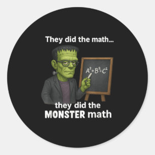 Sticker Rond Funny Halloween Monster Math Pun, Humour enseignan