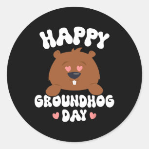 Sticker Rond Funny Happy Groundhog Day 2025 3