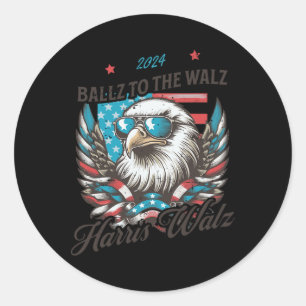 Sticker Rond Funny Harris Walz 2024 Ballz À L'Élection De Walz