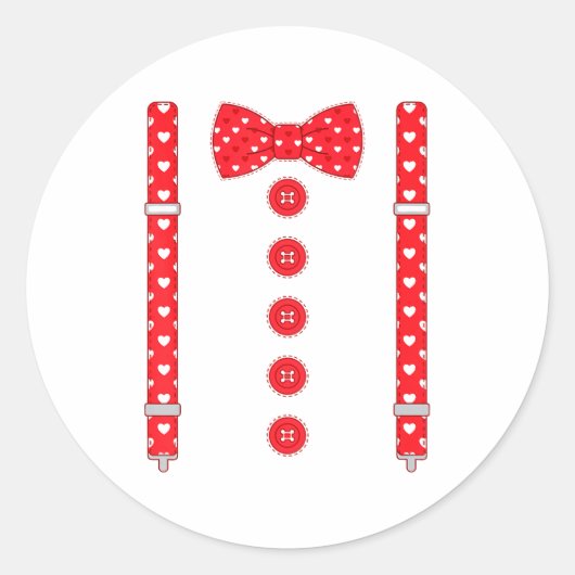 Sticker Rond Funny Hearts Bow Tie Suspenders Valentine's Day Co (Devant)