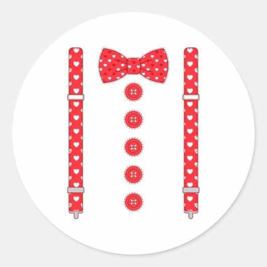 Sticker Rond Funny Hearts Bow Tie Suspenders Valentine's Day Co (Devant)