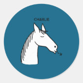 Sticker Rond Funny Horse D  (Devant)